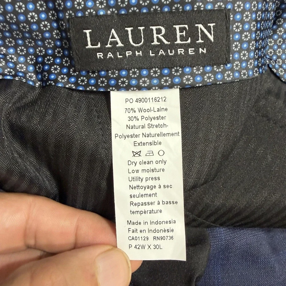 Lauren Ralph Lauren Classic Fit Suit Trouser Mens 42 X 30 Navy Ultra Flex NWT